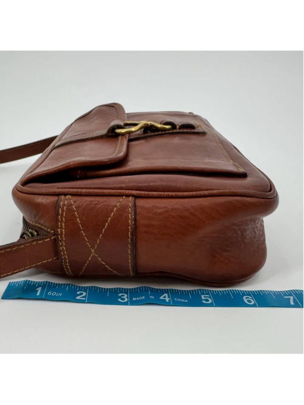 Vintage Archival Ralph Lauren Cognac Leather Crossbody Camera Bag Unisex